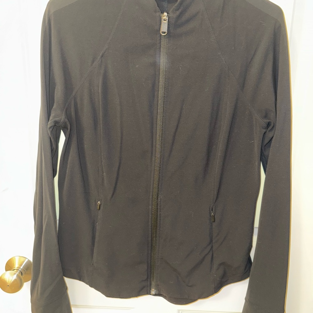 Athleta Black Jacket with Standing Collar and Fitted Silhouette